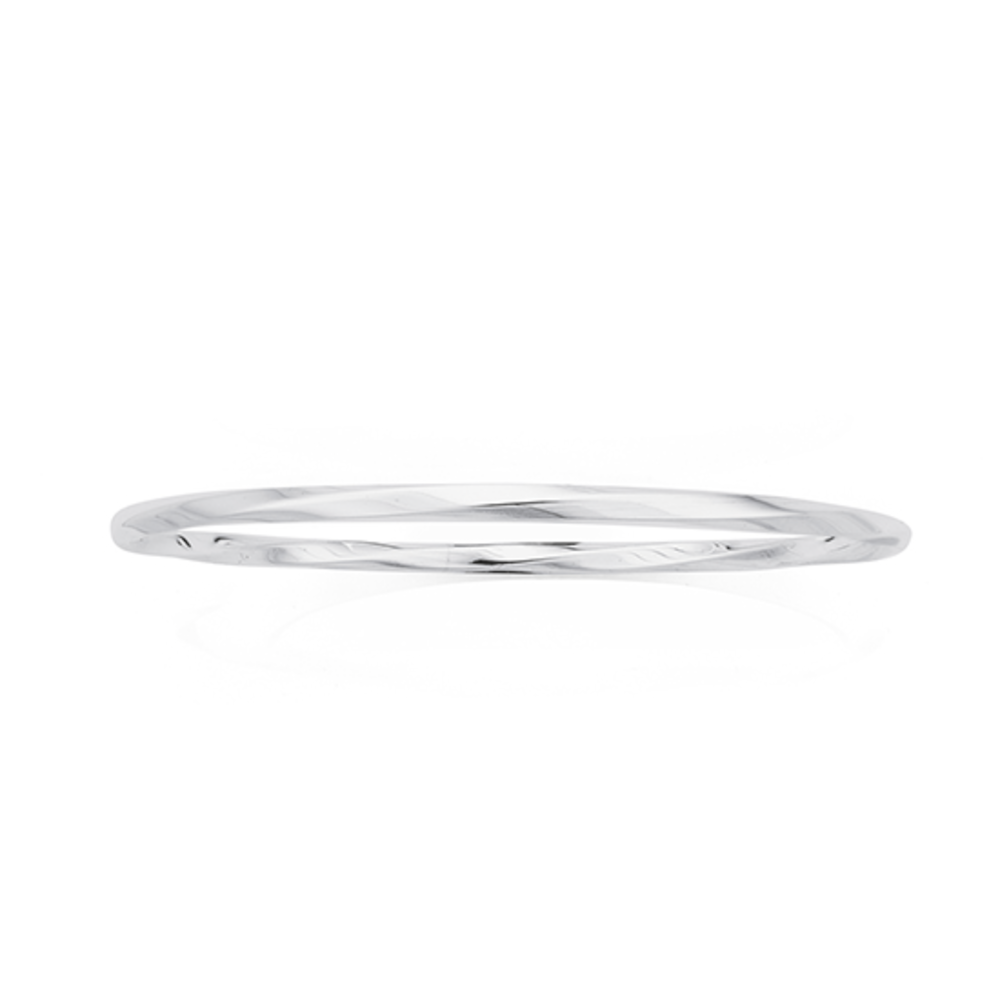 Silver 70mm Smooth Twist Solid Bangle