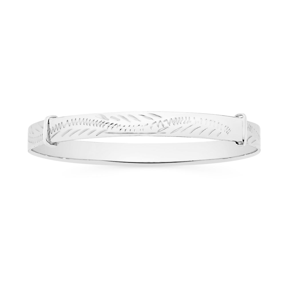 Silver 5x45mm Filigree Engraved Swirl Expandable Bangle