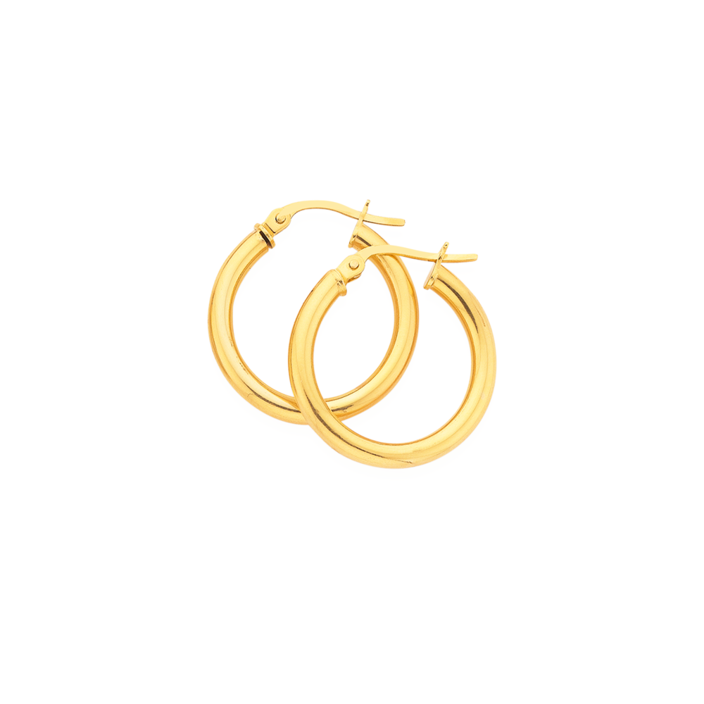 9ct 15mm Polished Hoop Earrings