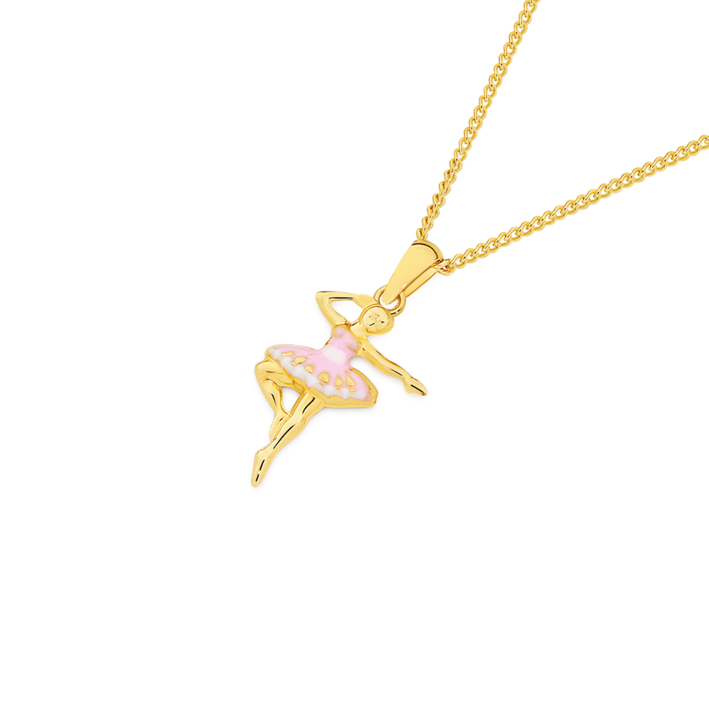 9ct Gold 18mm Enamel Ballerina Pendant