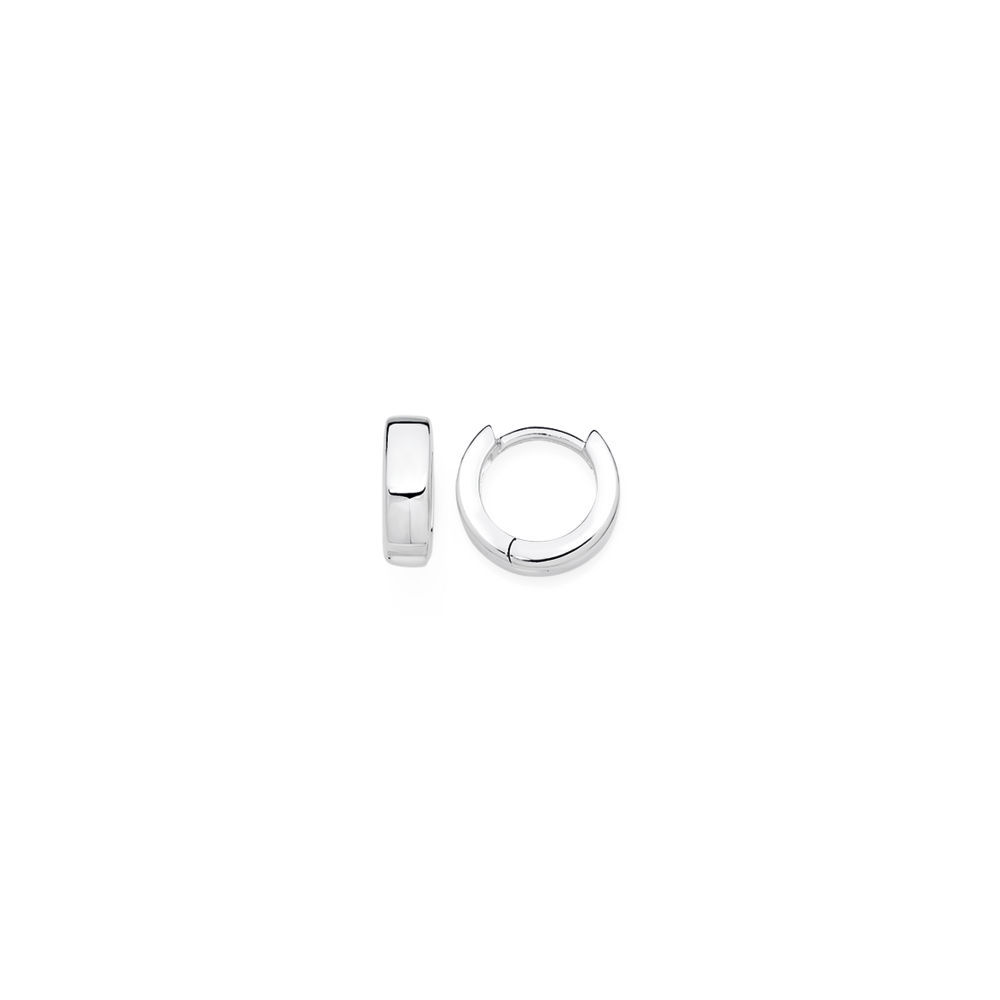 Sterling Silver 10mm Plain Huggie Earrings