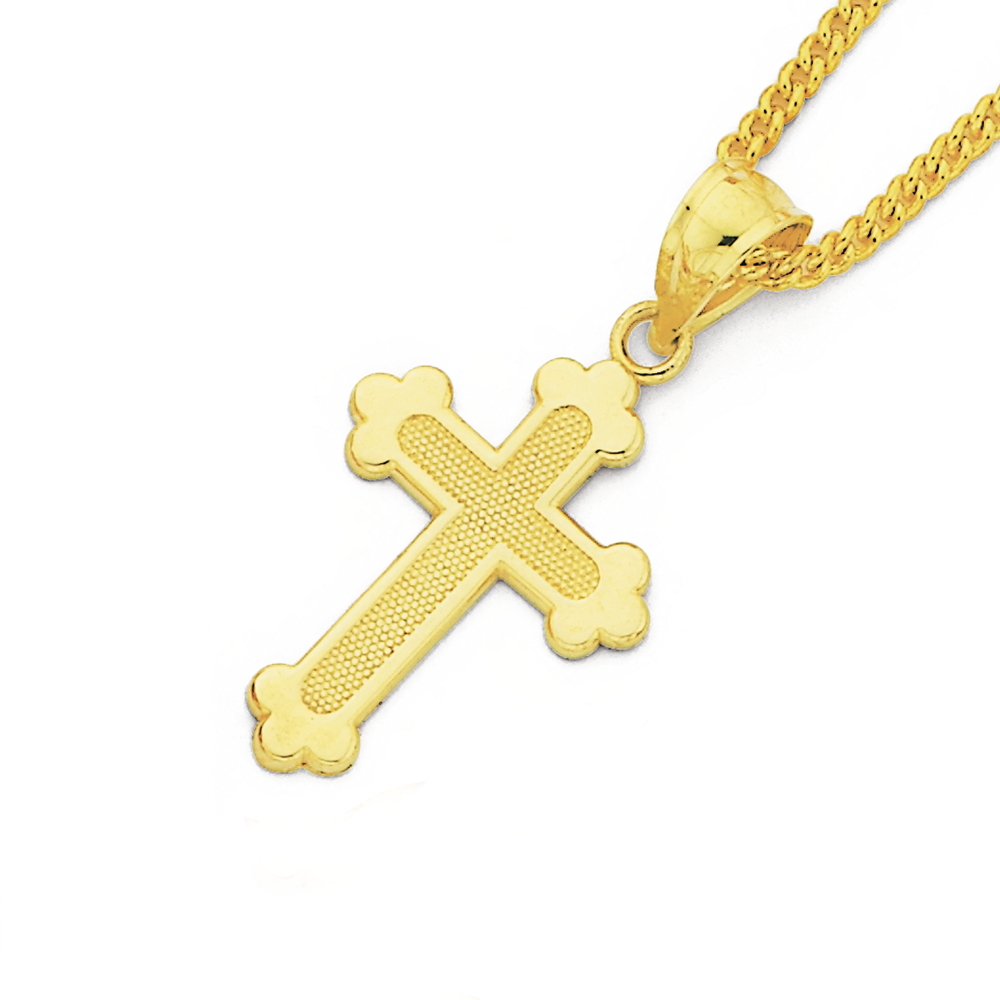 9ct Gold Textured Centre Celtic Cross Pendant