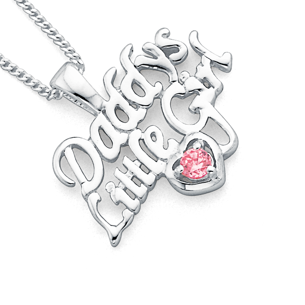 Silver Pink CZ 'Daddy's Little Girl' Pendant