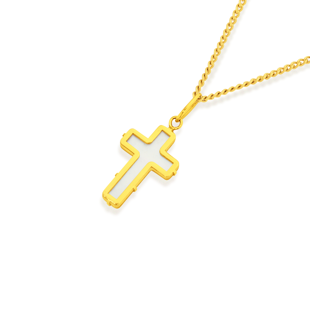 9ct Gold Mother Of Pearl Cross Pendant