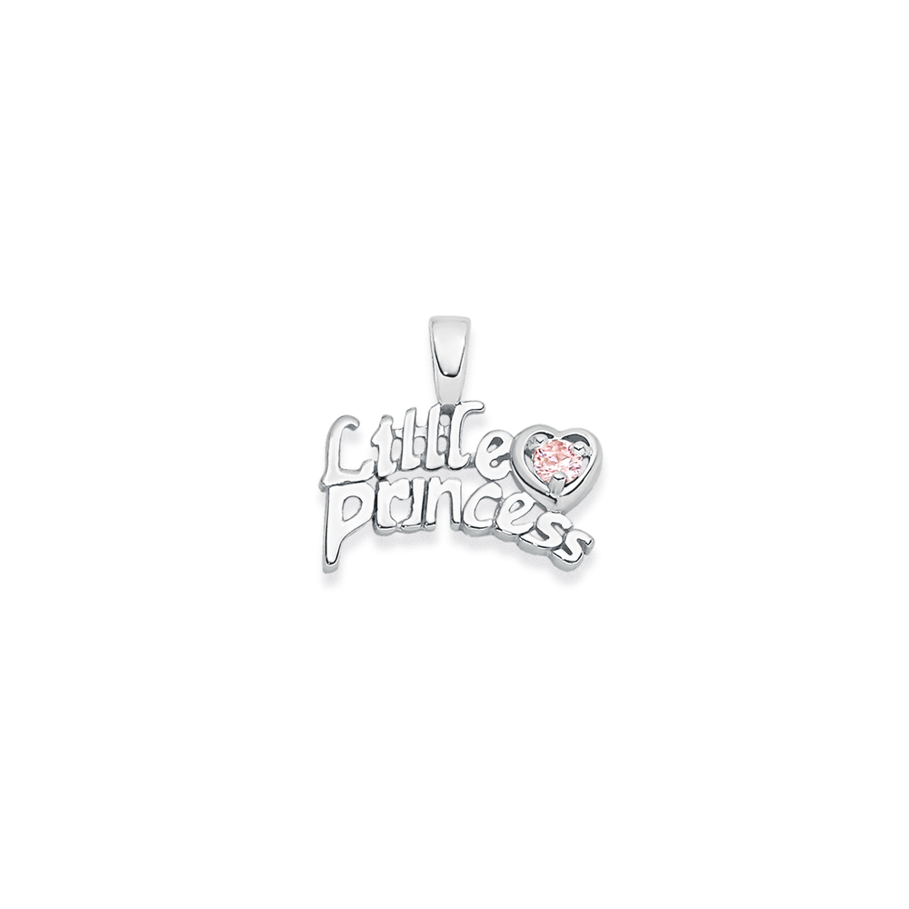 Silver CZ Pink 'Little Princess' Pendant