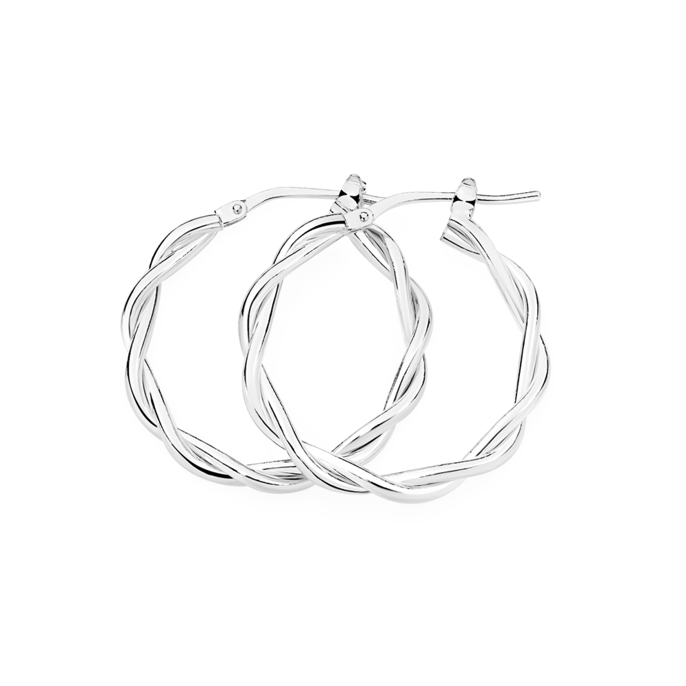 Silver 20mm Twist Hoop Earrings