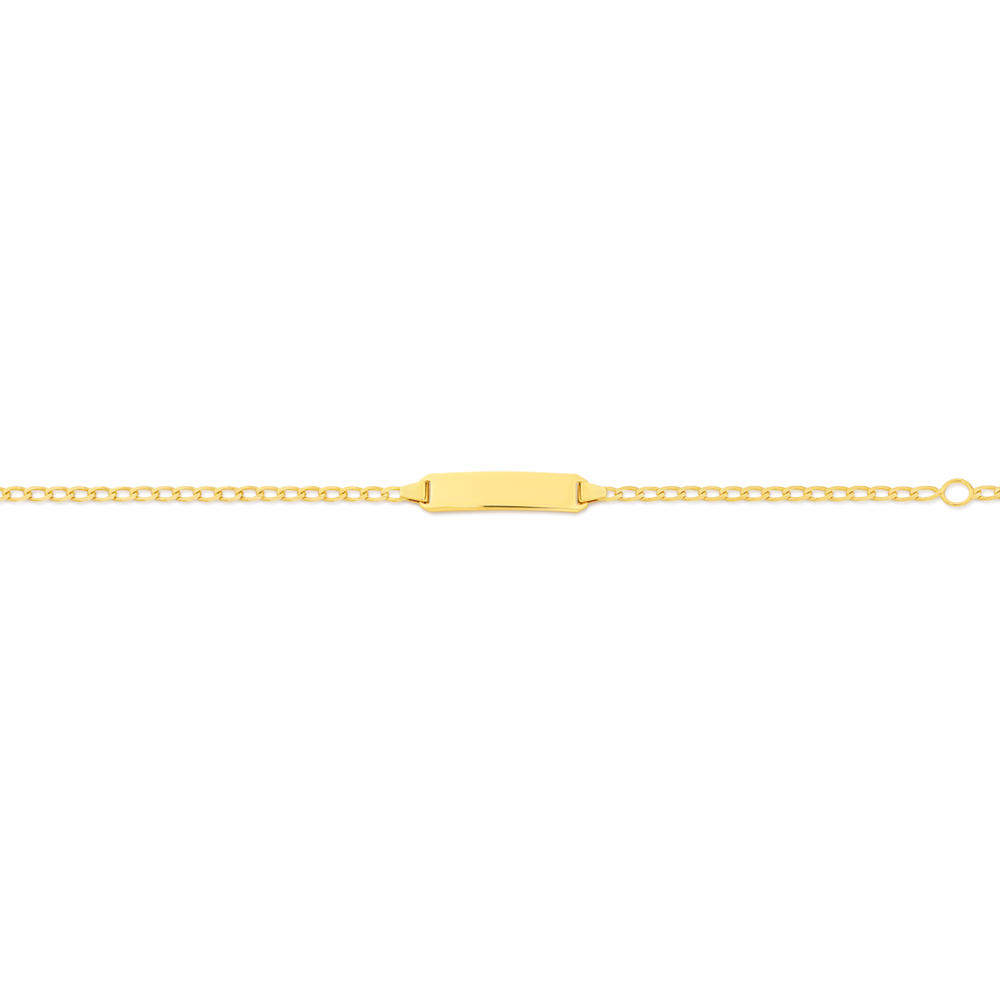 9ct Gold 16cm Solid Open Curb Identity Bracelet