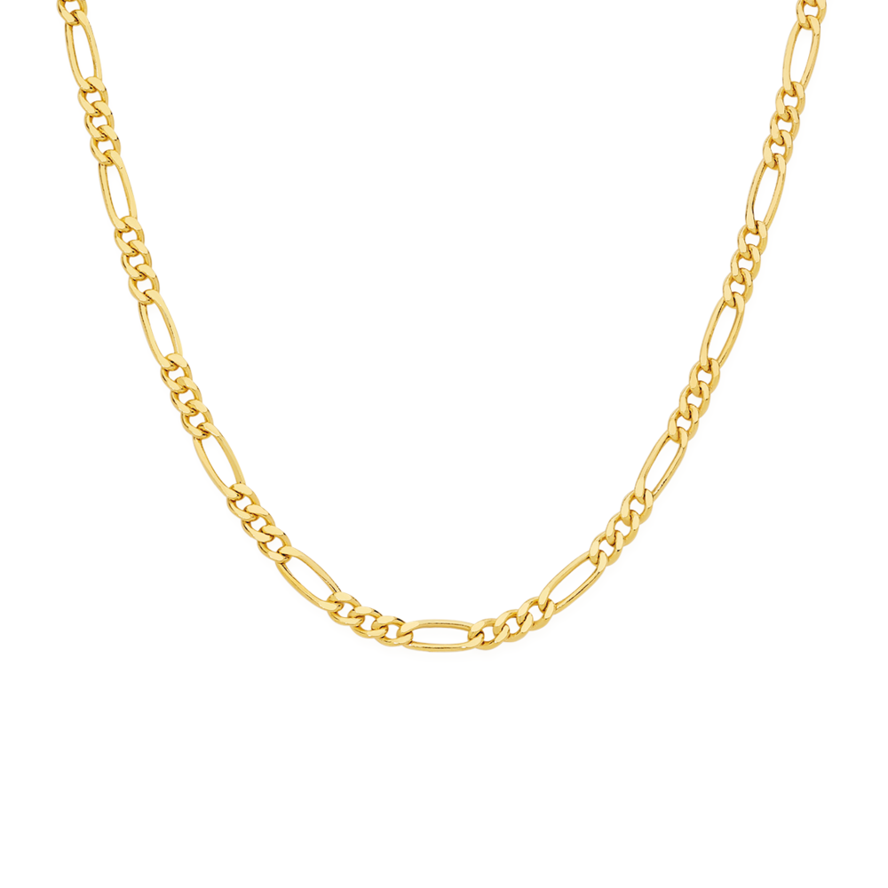 9ct Gold 45cm Diamond-Cut Figaro 3+1 Chain