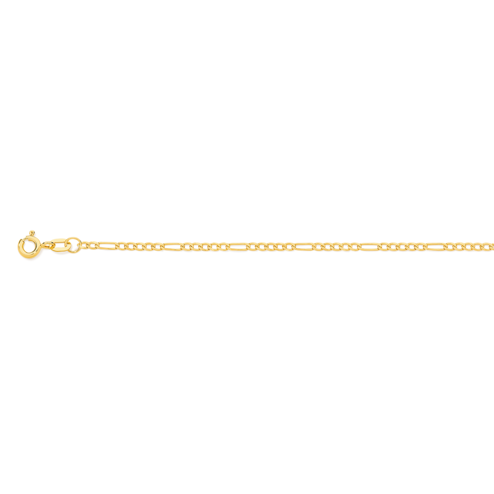9ct 20cm Solid Diamond-Cut Figaro 5+1 Bracelet
