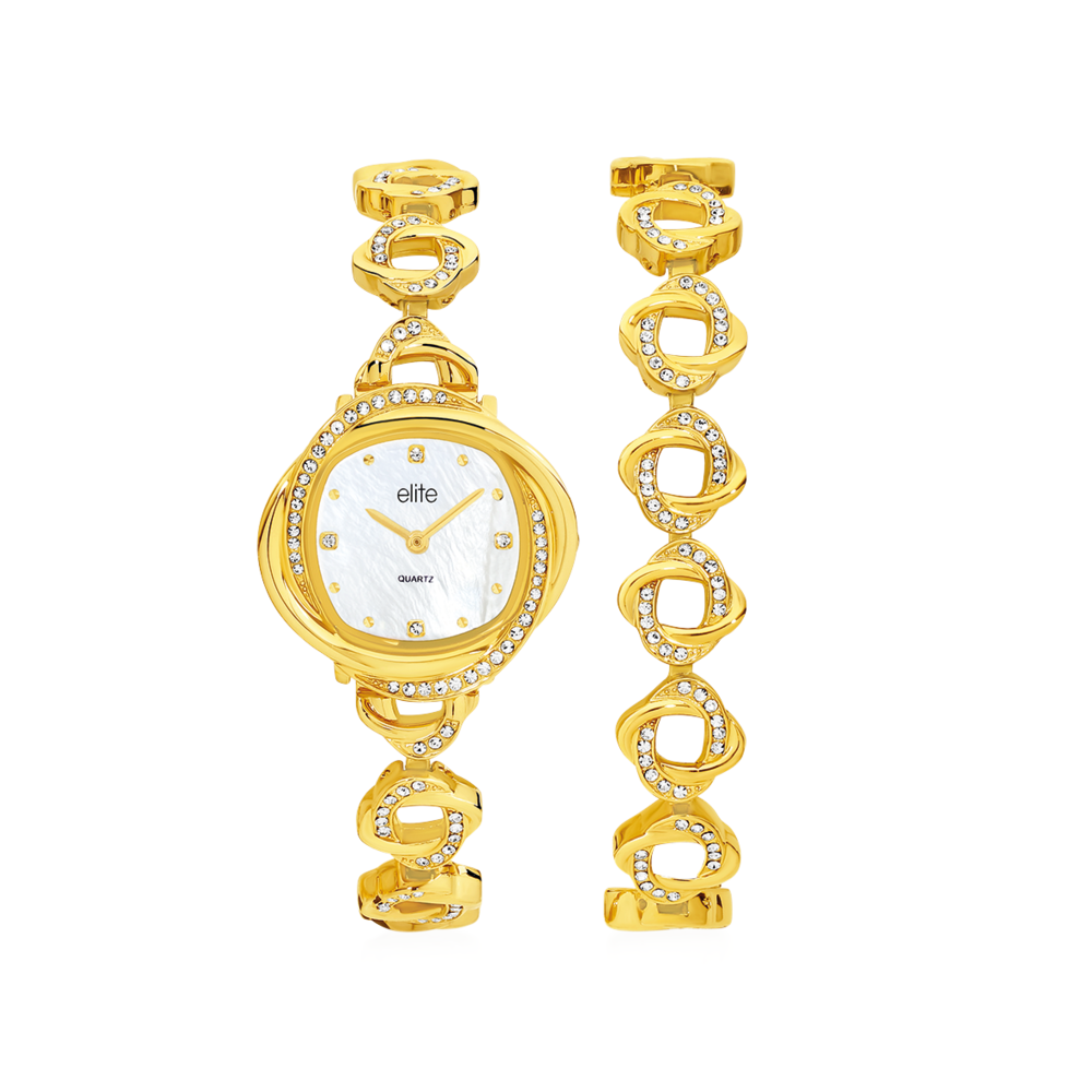 Elite Ladies Knot Watch & Bracelet Set