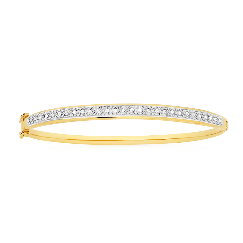 9ct 60mm Diamond Bangle TDW=.25ct